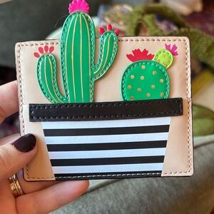 Kate Spade Kids Cactus Wallet - Green, Pink, Black, and White